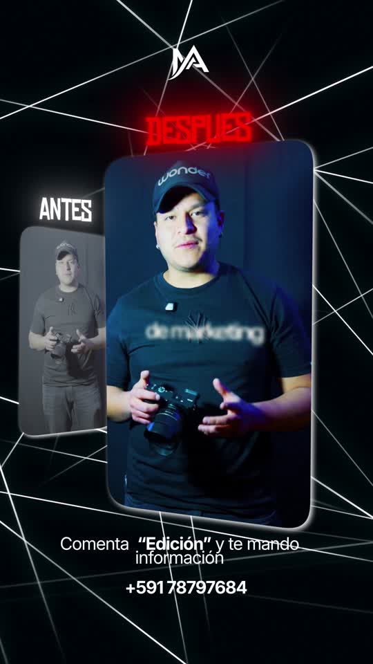 Comparación del material antes y después de la edición